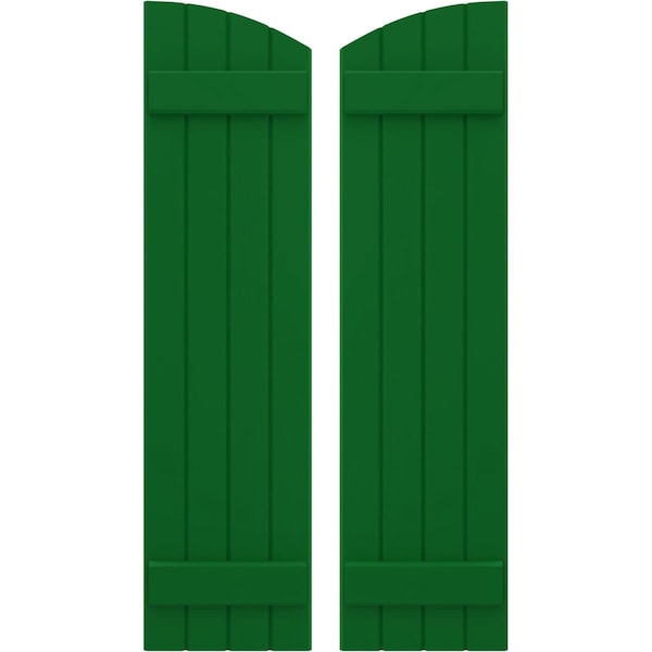 Ekena Millwork Americraft 4-Board (2 Batten) Wood Joined Board-n-Batten Shutters w/Ellipt Top, ARW101BE414X77HGH, PR ARW101BE414X77HGH - main